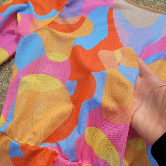 Shein rainbow swirl mesh romper swim cover up Teen 12-13 yrs - Picture 5 of 7